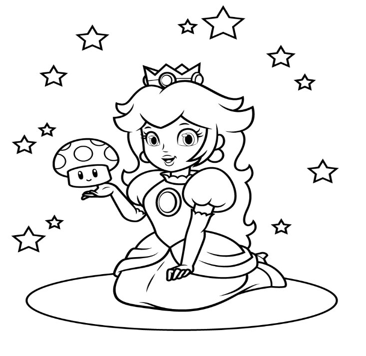 This is Princess Peach New Coloring Pages,printable coloring book and  Princess Peach coloring sheets for kids.