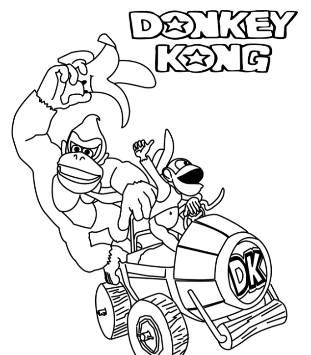 This is Donkey Kong coloring pages,coloring sheets to print and  Donkey Kong coloring for kids and everyone.